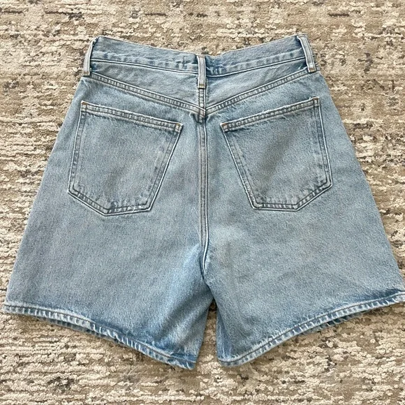 AGOLDE Dame High Waist Mid Length Relaxed Baggy Denim Shorts Size 25 - Picture 3 of 10
